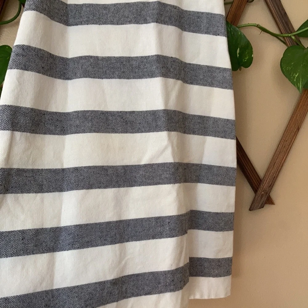 J. Crew White and Gray Striped Sleeveless Sheath Dress